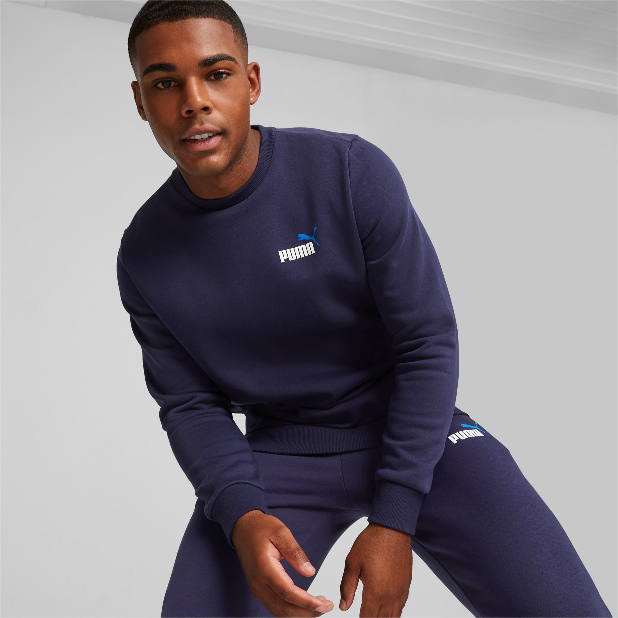 Sweat col rond bicolore et petit logo Essentials Homme